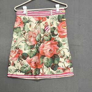 Anthropologie Koto Bolofo Cotton Linen Floral Skirt Size 6